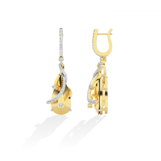Round LG Diamond Earrings in Yellow Gold - Binson Diamonds Antwerp