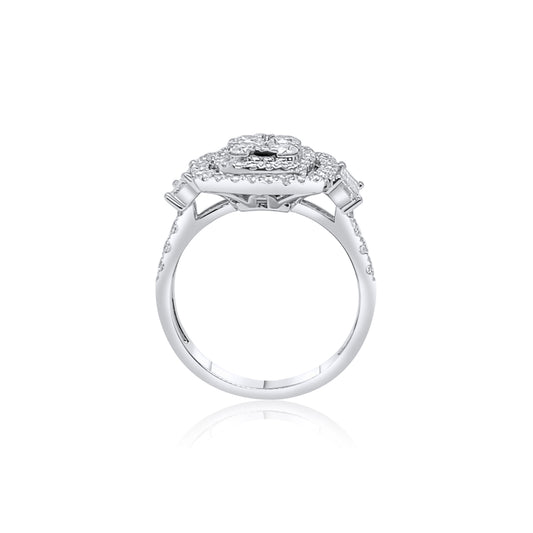 Invisible Cushion Cut Diamond Ring