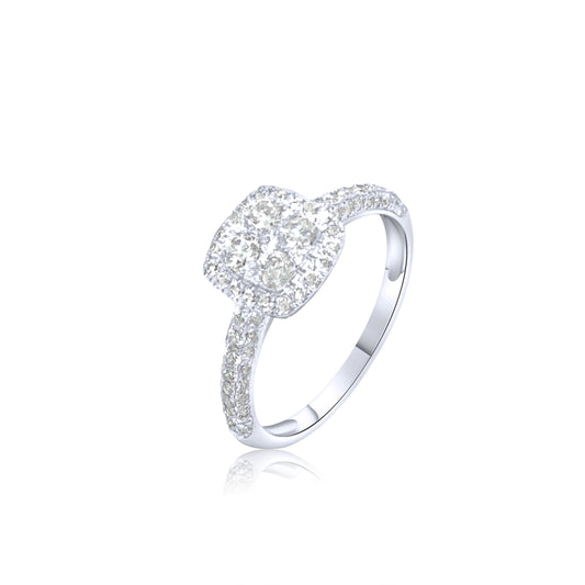 Invisible Diamond Ring With Sidestones