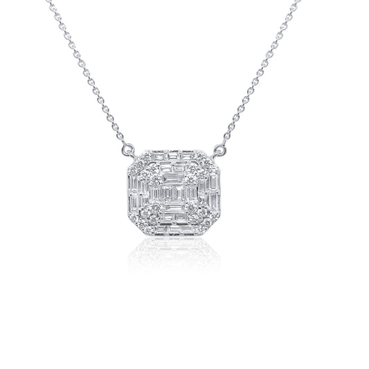 Invisible Asscher Cut Diamond Necklace