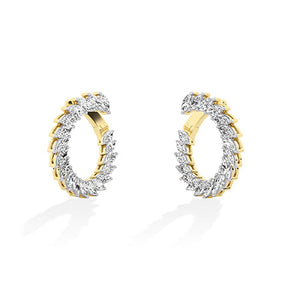 Marquise Lab-Grown Diamond Earrings in 18K yellow gold, worn on model | Binson Diamonds