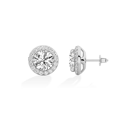 Round LG Diamond Earrings in White Gold - Binson Diamonds Antwerp
