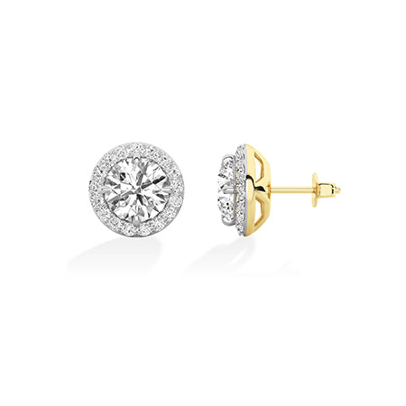 Round LG Diamond Earrings in White Gold - Binson Diamonds Antwerp