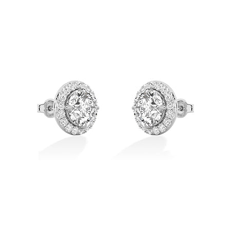 Round LG Diamond Earrings in White Gold - Binson Diamonds Antwerp