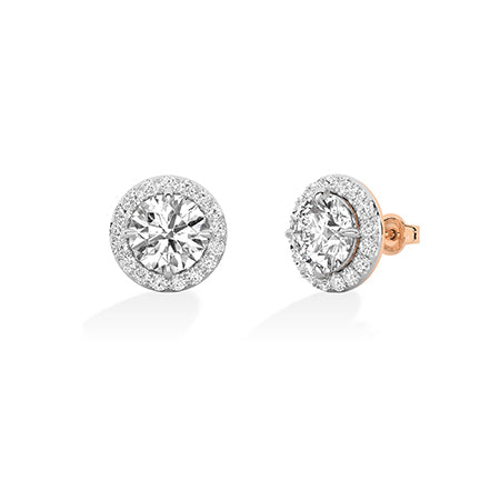 Round LG Diamond Earrings in Yellow Gold - Binson Diamonds Antwerp