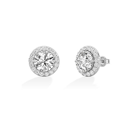 Round LG Diamond Earrings in White Gold - Binson Diamonds Antwerp