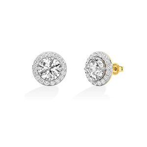Round LG Diamond Earrings in White Gold - Binson Diamonds Antwerp
