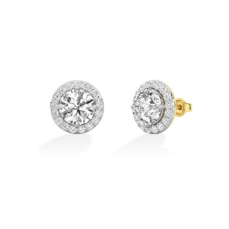 Round LG Diamond Earrings in White Gold - Binson Diamonds Antwerp
