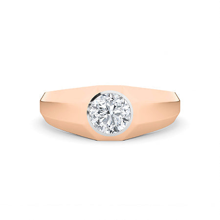 Round LG Diamond Ring in Yellow Gold - Binson Diamonds Antwerp