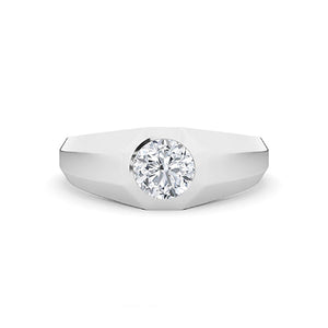 Round Lab-Grown Diamond Ring in 18K white gold, overhead view