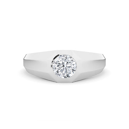 Round LG Diamond Ring in Yellow Gold - Binson Diamonds Antwerp