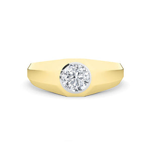 Round Lab-Grown Diamond Ring in 18K yellow gold, overhead view | Binson Diamonds