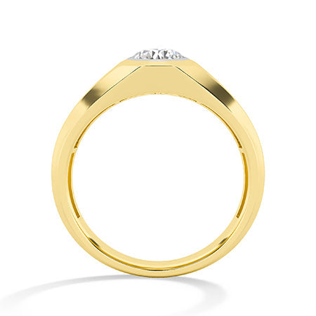 Round LG Diamond Ring in Yellow Gold - Binson Diamonds Antwerp