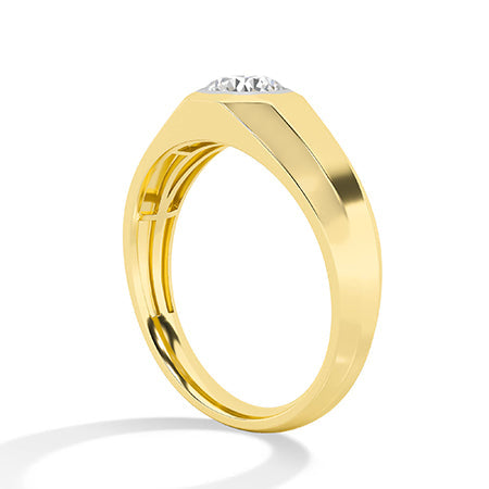 Round LG Diamond Ring in Yellow Gold - Binson Diamonds Antwerp