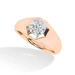 Round Lab-Grown Diamond Ring in 18K rose gold, angled view
