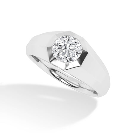 Round LG Diamond Ring in Yellow Gold - Binson Diamonds Antwerp