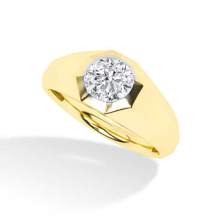 Round LG Diamond Ring in Yellow Gold - Binson Diamonds Antwerp