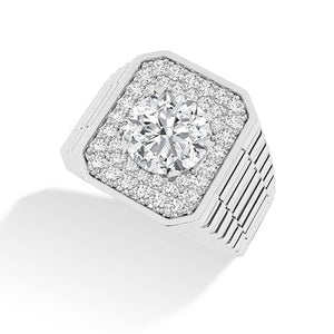 Round Lab-Grown Diamond Ring in 18K white gold, angled view
