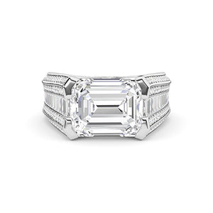 Round Lab-Grown Diamond Ring in 18K white gold, overhead view | Binson Diamonds