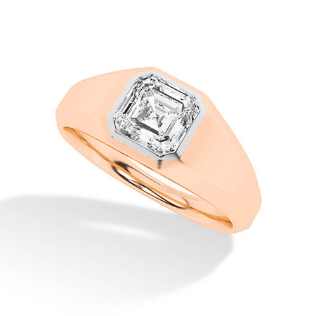 Asscher LG Diamond Ring in Rose Gold - Binson Diamonds Antwerp