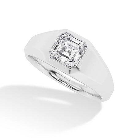 Asscher LG Diamond Ring in Rose Gold - Binson Diamonds Antwerp