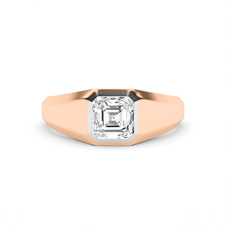Asscher LG Diamond Ring in Rose Gold - Binson Diamonds Antwerp