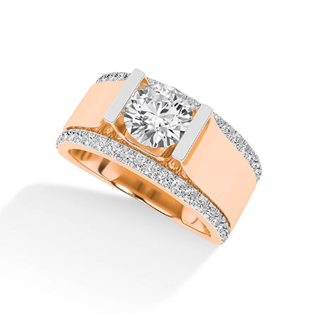 Round LG Diamond Ring in Yellow Gold - Binson Diamonds Antwerp