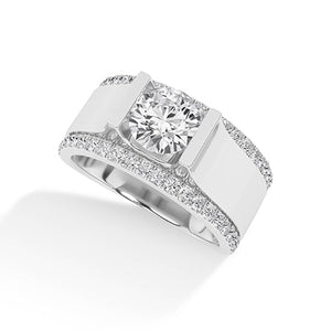 Round Lab-Grown Diamond Ring in 18K white gold, angled view
