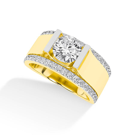 Round LG Diamond Ring in Yellow Gold - Binson Diamonds Antwerp