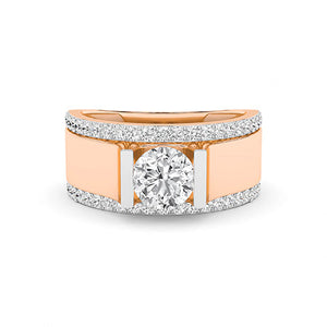 Round Lab-Grown Diamond Ring in 18K rose gold, overhead view