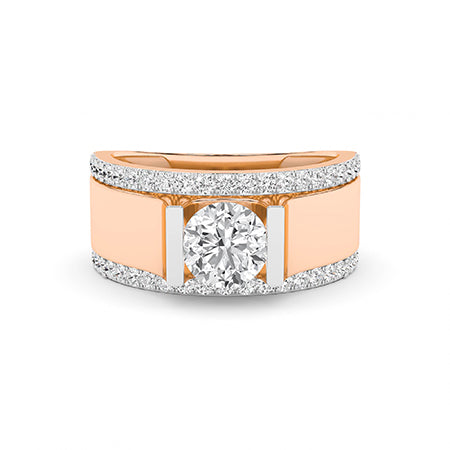 Round LG Diamond Ring in Yellow Gold - Binson Diamonds Antwerp