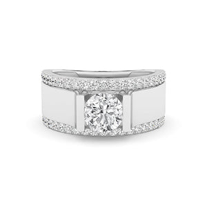 Round Lab-Grown Diamond Ring in 18K white gold, overhead view