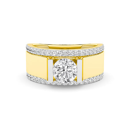 Round LG Diamond Ring in Yellow Gold - Binson Diamonds Antwerp
