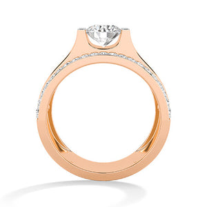 Round Lab-Grown Diamond Ring in 18K rose gold, front view