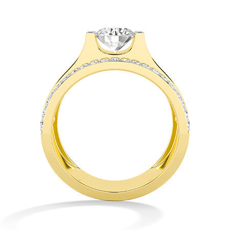 Round LG Diamond Ring in Yellow Gold - Binson Diamonds Antwerp