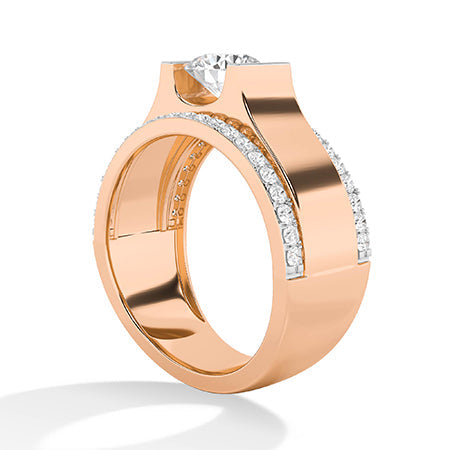 Round LG Diamond Ring in Yellow Gold - Binson Diamonds Antwerp