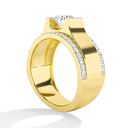 Round LG Diamond Ring in Yellow Gold - Binson Diamonds Antwerp