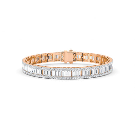 Baguette LG Diamond Bracelet in White Gold - Binson Diamonds Antwerp