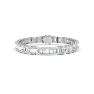Baguette LG Diamond Bracelet in White Gold - Binson Diamonds Antwerp