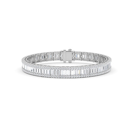 Baguette LG Diamond Bracelet in White Gold - Binson Diamonds Antwerp
