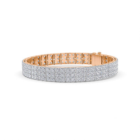 Princess LG Diamond Bracelet in Yellow Gold - Binson Diamonds Antwerp