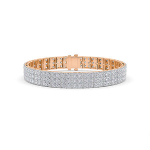 Princess Lab-Grown Diamond Bracelet in 18K rose gold, front view