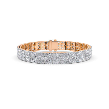Princess LG Diamond Bracelet in Yellow Gold - Binson Diamonds Antwerp