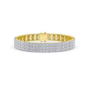 Princess Lab-Grown Diamond Bracelet in 18K yellow gold, front view | Binson Diamonds