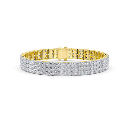 Princess LG Diamond Bracelet in Yellow Gold - Binson Diamonds Antwerp