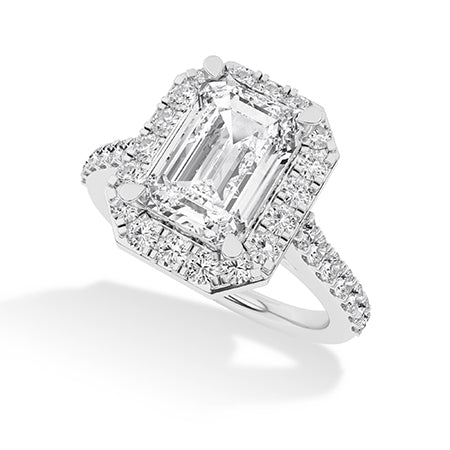 Emerald LG Diamond Ring in White Gold - Binson Diamonds Antwerp