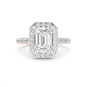 Emerald Lab-Grown Diamond Ring in 18K rose gold, overhead view