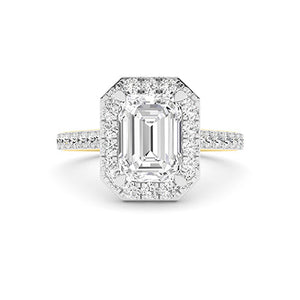 Emerald Lab-Grown Diamond Ring in 18K yellow gold, overhead view