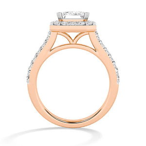 Emerald Lab-Grown Diamond Ring in 18K rose gold, front view