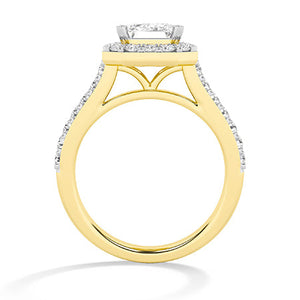 Emerald Lab-Grown Diamond Ring in 18K yellow gold, front view